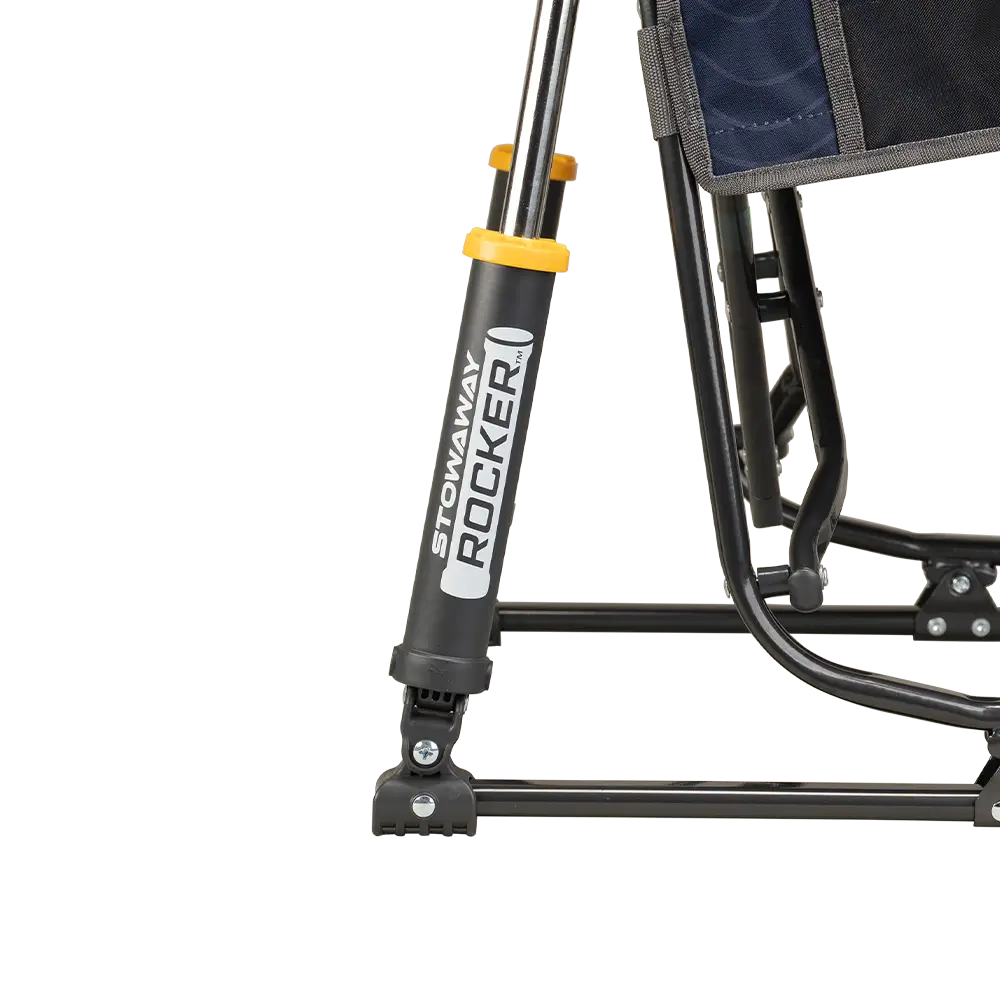 Spring-Action shocks on the Navy Topo Stowaway Rocker. 
