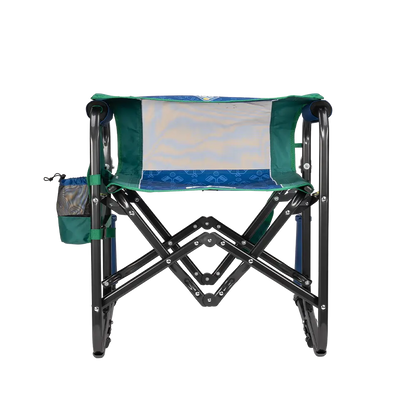 Folded backrest of pickleball stowaway rocker. 