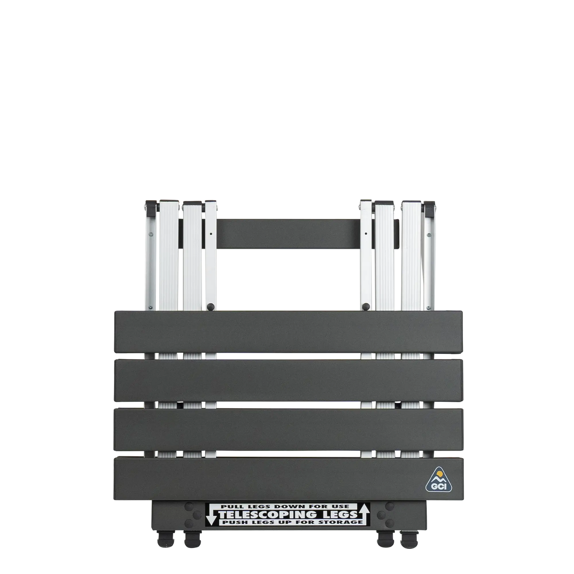 Compact Camp Table 20, Black Chrome, Folded
