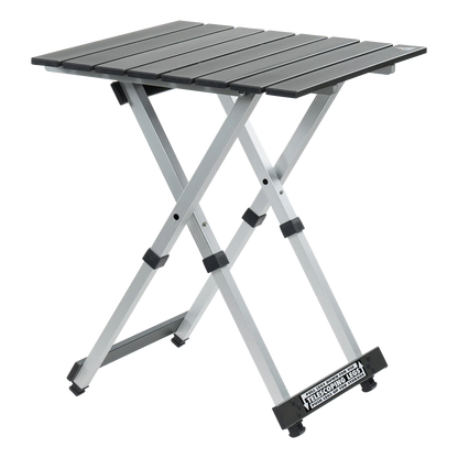 Compact Camp Table 20, Black Chrome, Front Side Angle