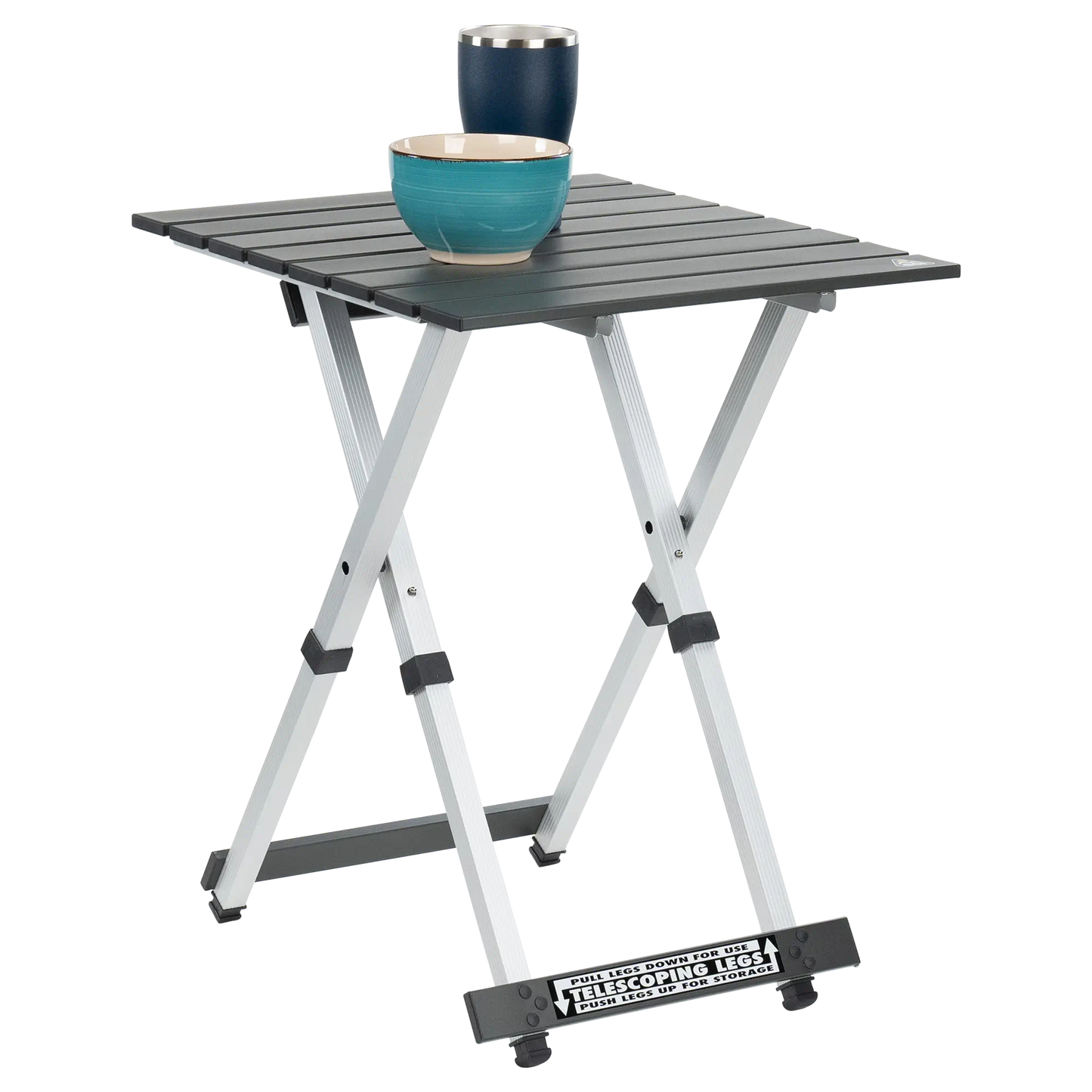 Compact Camp Table 20, Black Chrome, Props