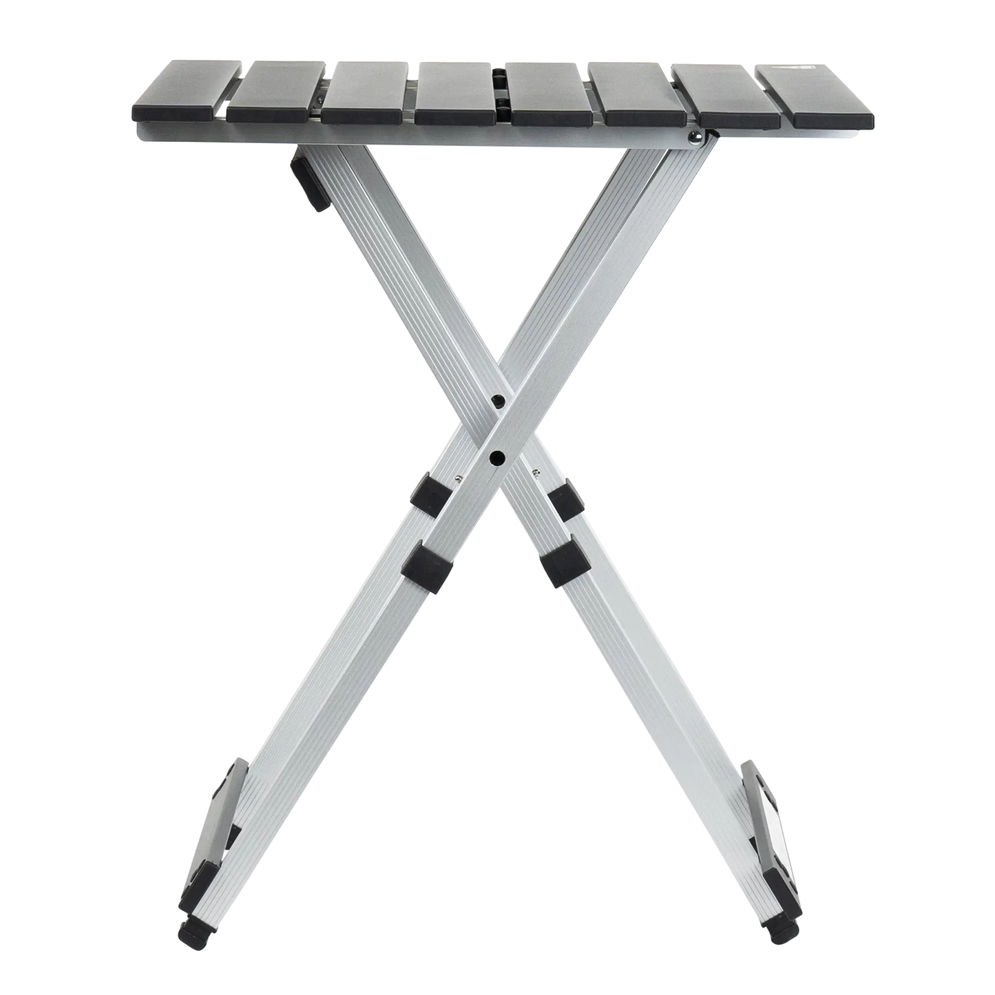 Compact Camp Table 20, Black Chrome, Side Angle