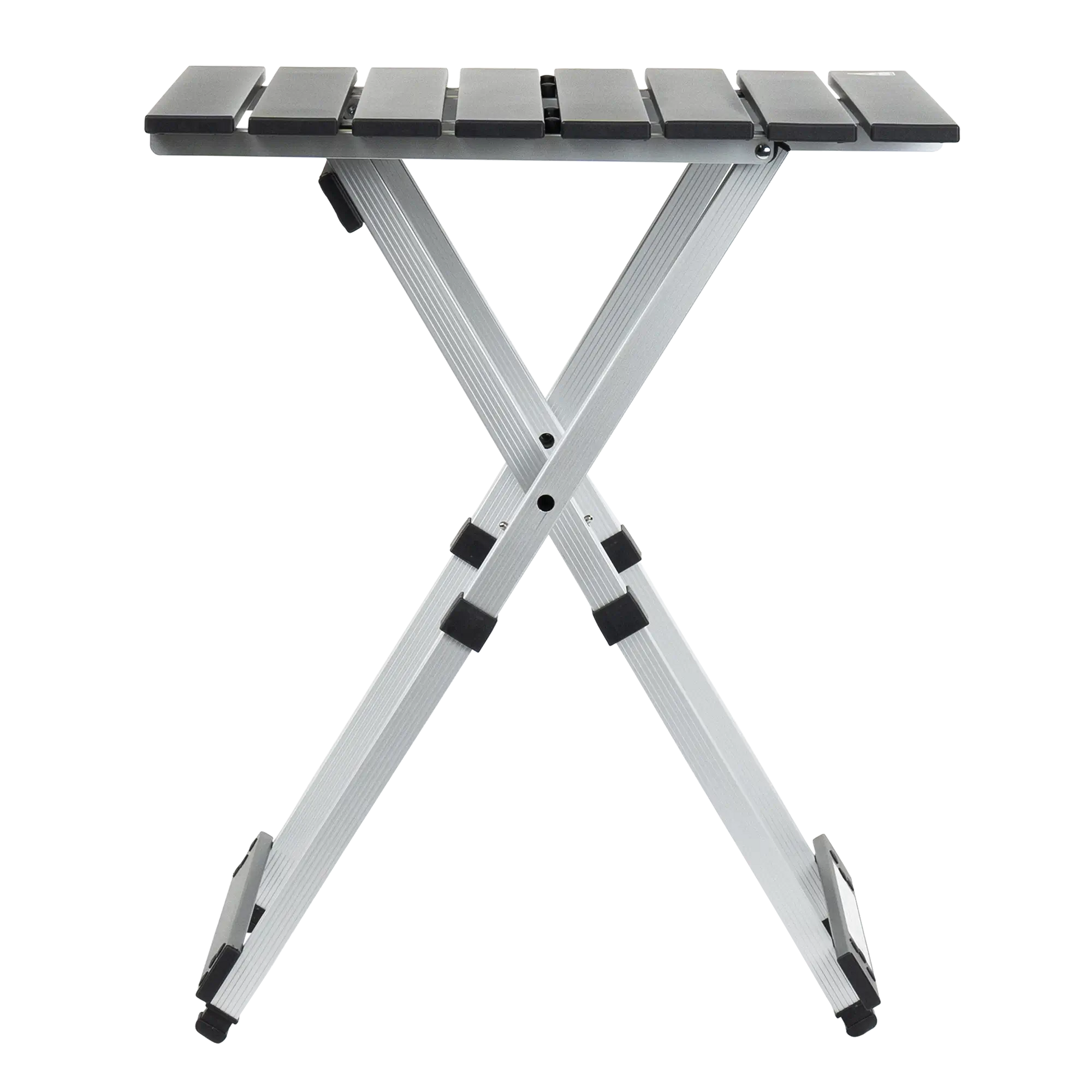 Compact Camp Table 20, Black Chrome, Side Angle