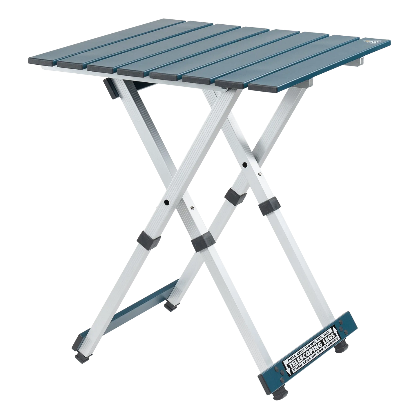 Compact Camp Table 20, Teal, Front Side Angle