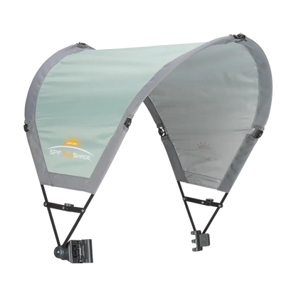Front angle of the pastel green sunshade accessory. 
