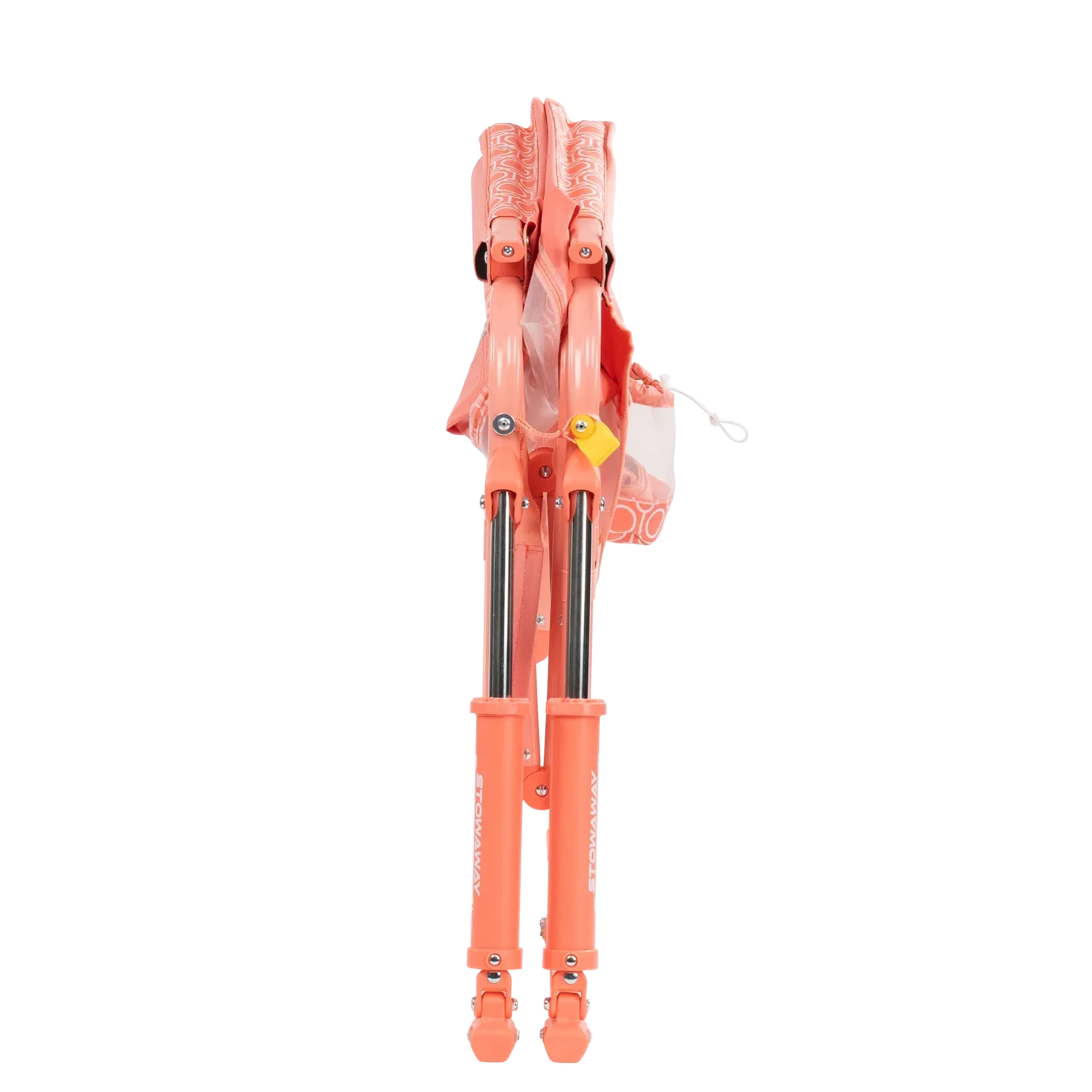 Folded view of the Coral Mosaic Stowaway Rocker. 