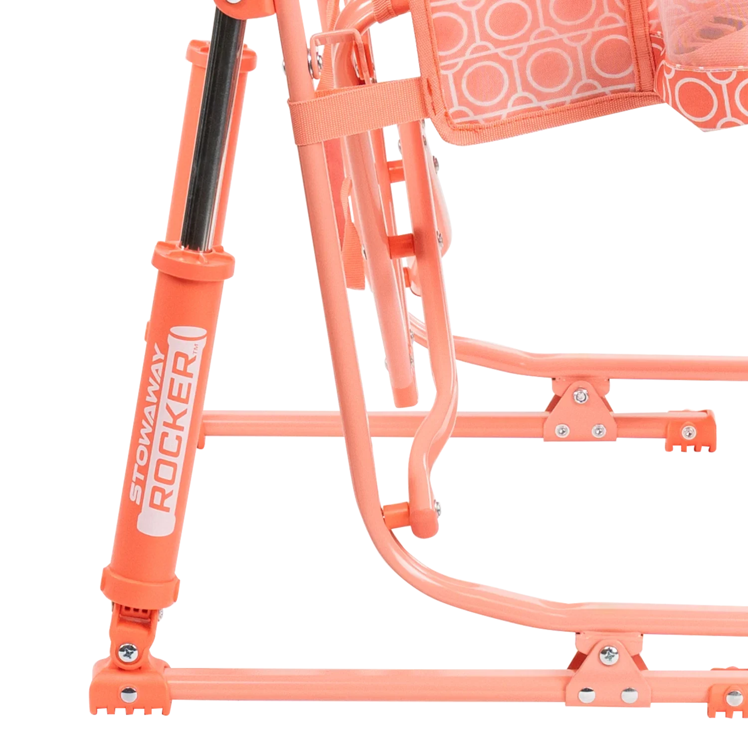 Spring-Action shocks on the Coral Mosaic Stowaway Rocker. 