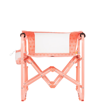 Folded backrest of black stowaway rocker. 