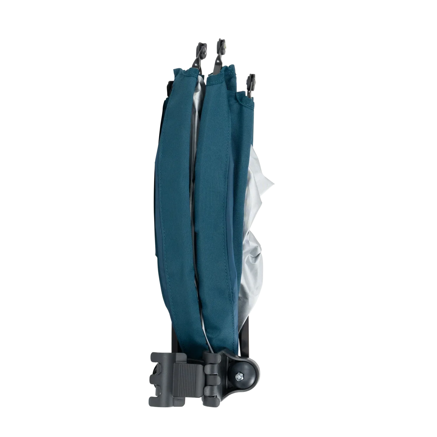 A teal Sunshade Accessory folded up.