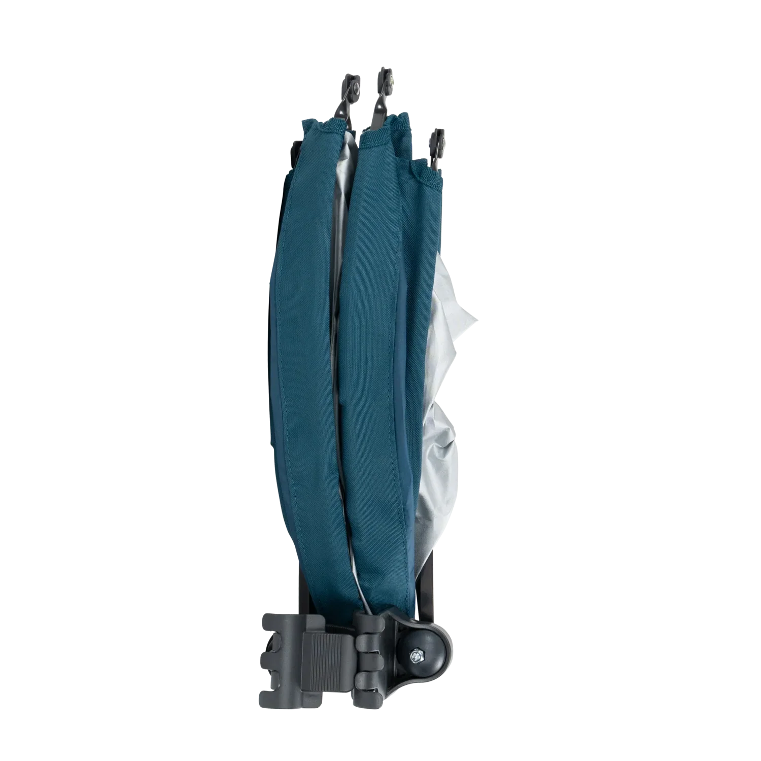 A teal Sunshade Accessory folded up.